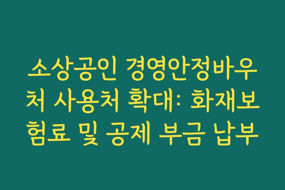 소상공인 경영안정바우처 사용처 확대: 화재보험료 및 공제 부금 납부
