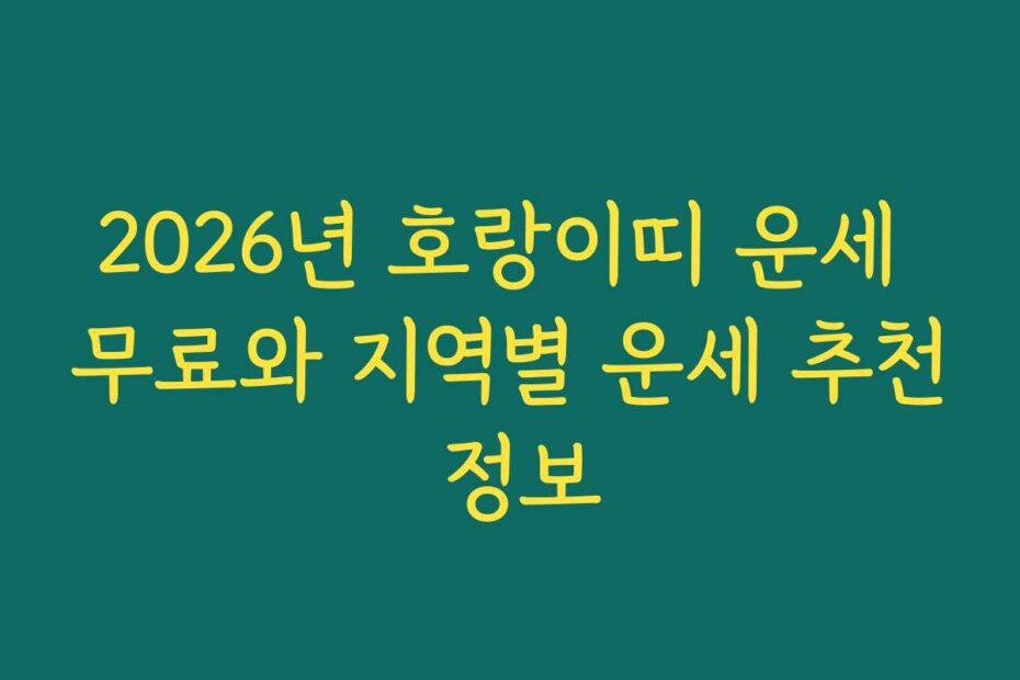 2026년 호랑이띠 운세 무료와 지역별 운세 추천 정보