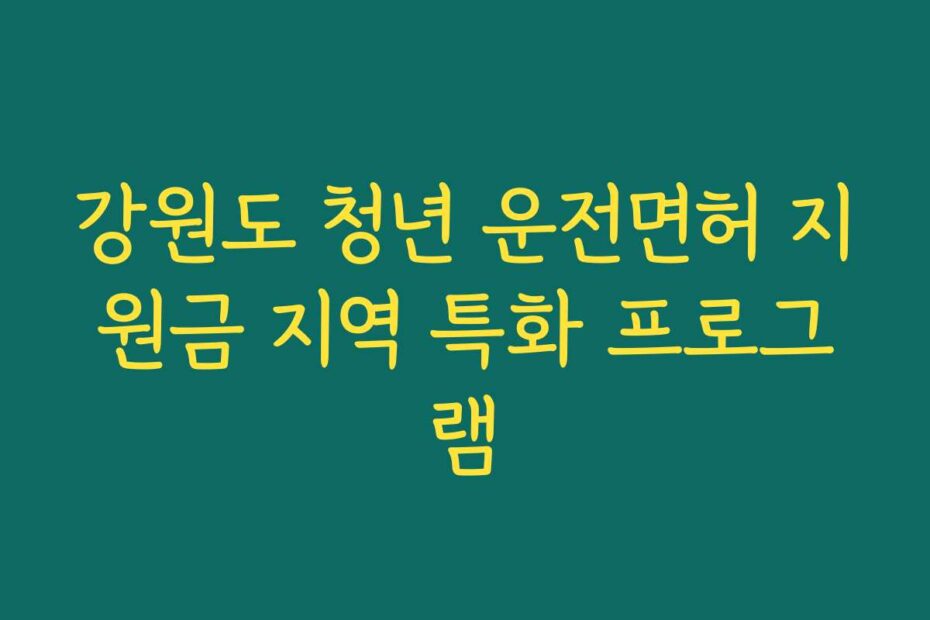 강원도 청년 운전면허 지원금 지역 특화 프로그램