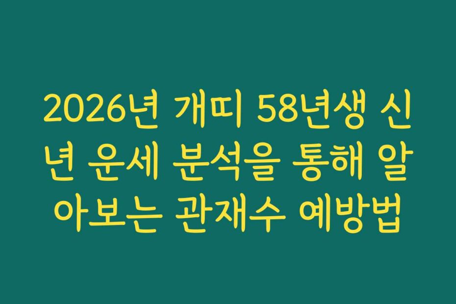 2026년 개띠 58년생 신년 운세 분석을 통해 알아보는 관재수 예방법