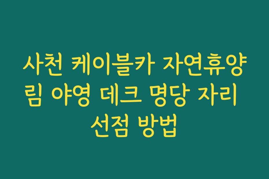 사천 케이블카 자연휴양림 야영 데크 명당 자리 선점 방법