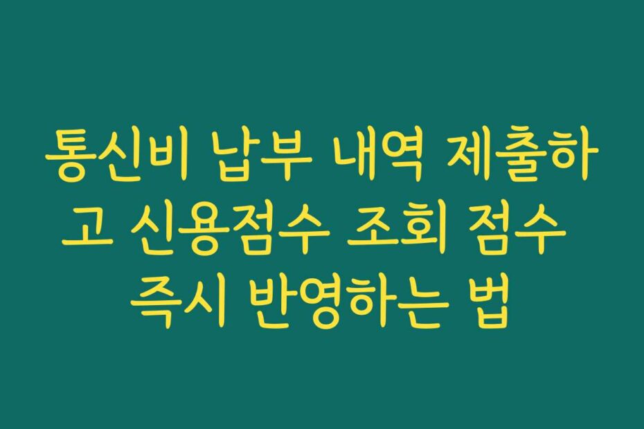 통신비 납부 내역 제출하고 신용점수 조회 점수 즉시 반영하는 법