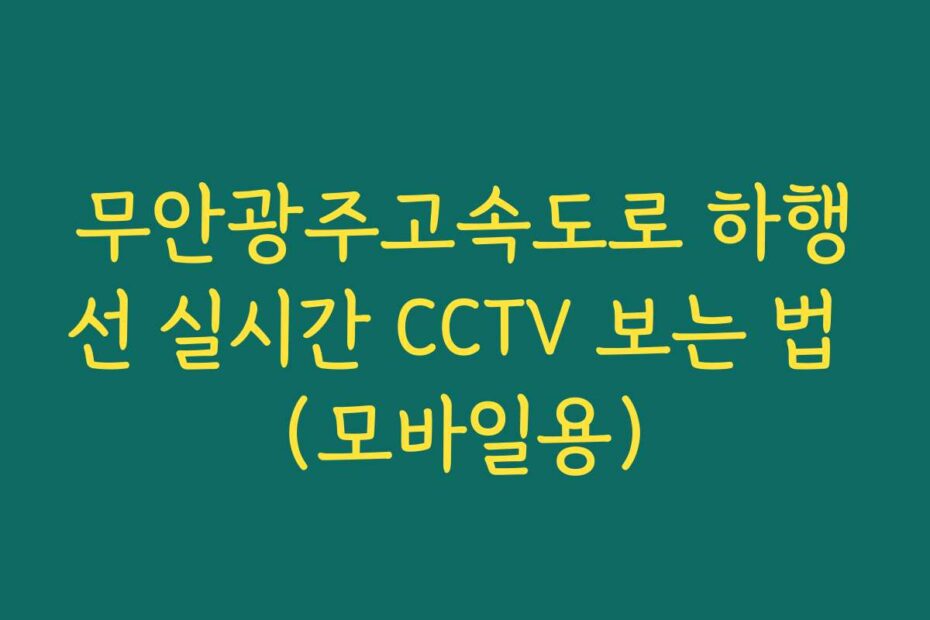 무안광주고속도로 하행선 실시간 CCTV 보는 법 (모바일용)