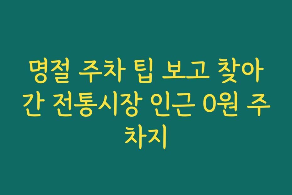 명절 주차 팁 보고 찾아간 전통시장 인근 0원 주차지