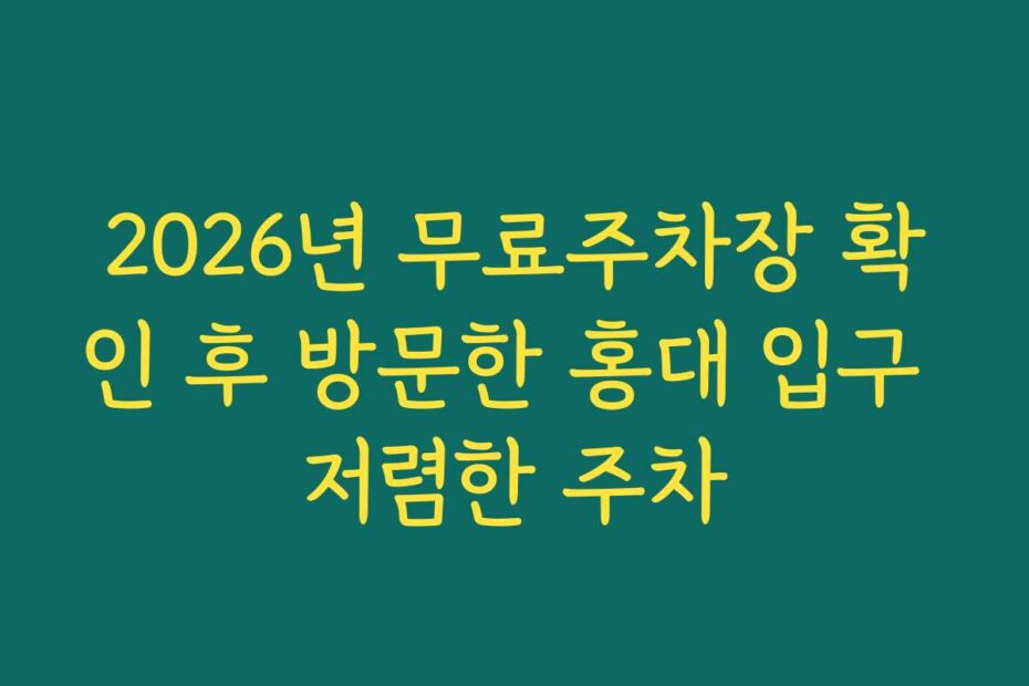 2026년 무료주차장 확인 후 방문한 홍대 입구 저렴한 주차