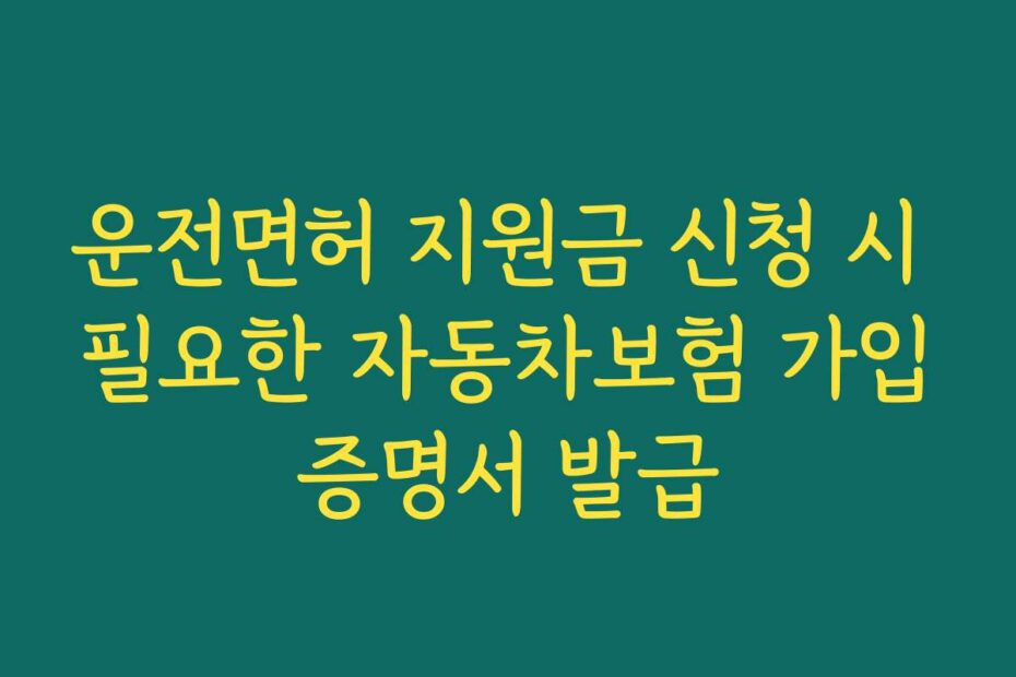 운전면허 지원금 신청 시 필요한 자동차보험 가입증명서 발급