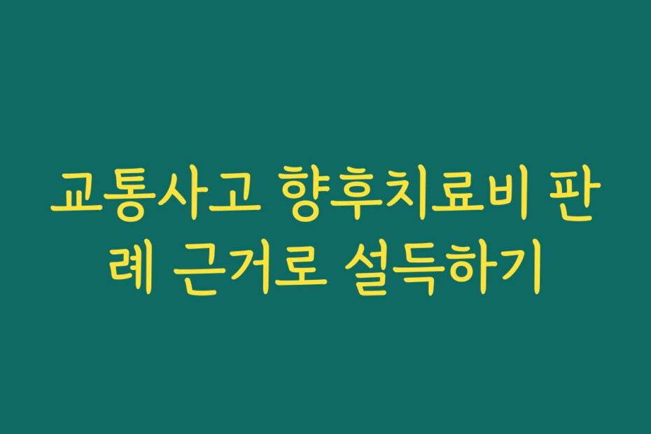 교통사고 향후치료비 판례 근거로 설득하기