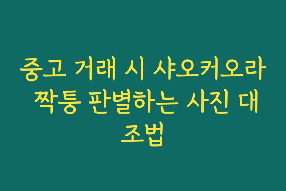 중고 거래 시 샤오커오라 짝퉁 판별하는 사진 대조법
