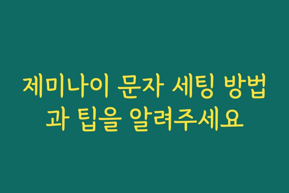 제미나이 문자 세팅 방법과 팁을 알려주세요