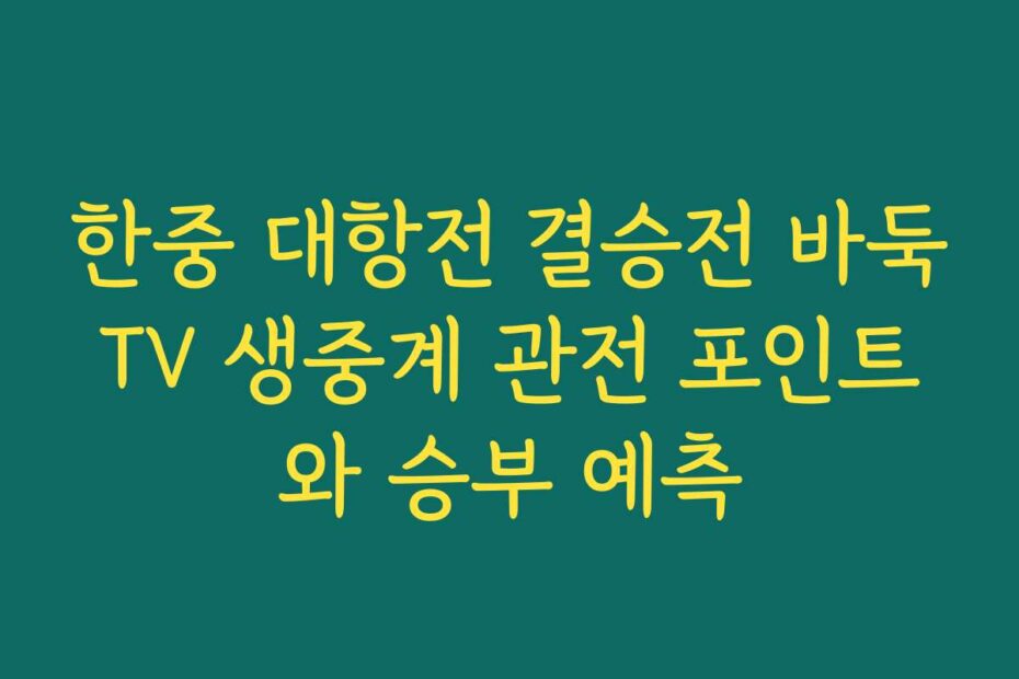 한중 대항전 결승전 바둑TV 생중계 관전 포인트와 승부 예측
