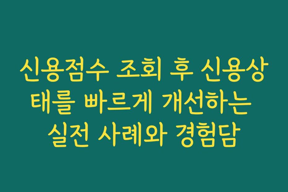 신용점수 조회 후 신용상태를 빠르게 개선하는 실전 사례와 경험담