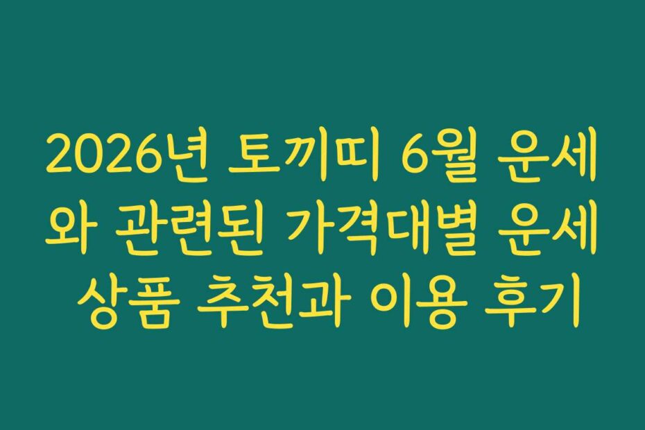 2026년 토끼띠 6월 운세와 관련된 가격대별 운세 상품 추천과 이용 후기