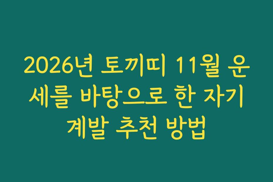 2026년 토끼띠 11월 운세를 바탕으로 한 자기계발 추천 방법