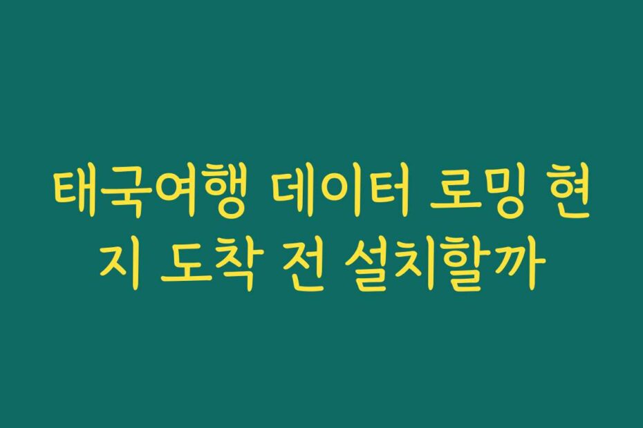 태국여행 데이터 로밍 현지 도착 전 설치할까