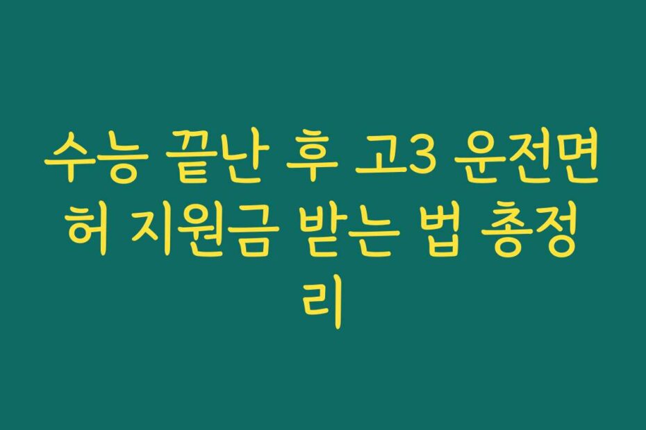 수능 끝난 후 고3 운전면허 지원금 받는 법 총정리