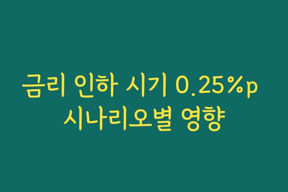 금리 인하 시기 0.25%p 시나리오별 영향