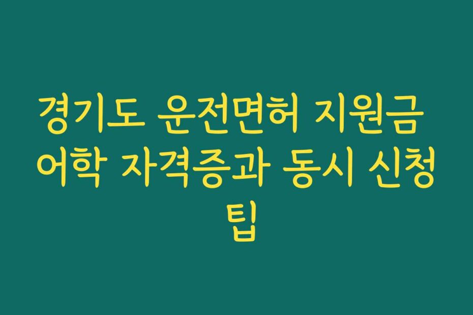 경기도 운전면허 지원금 어학 자격증과 동시 신청 팁