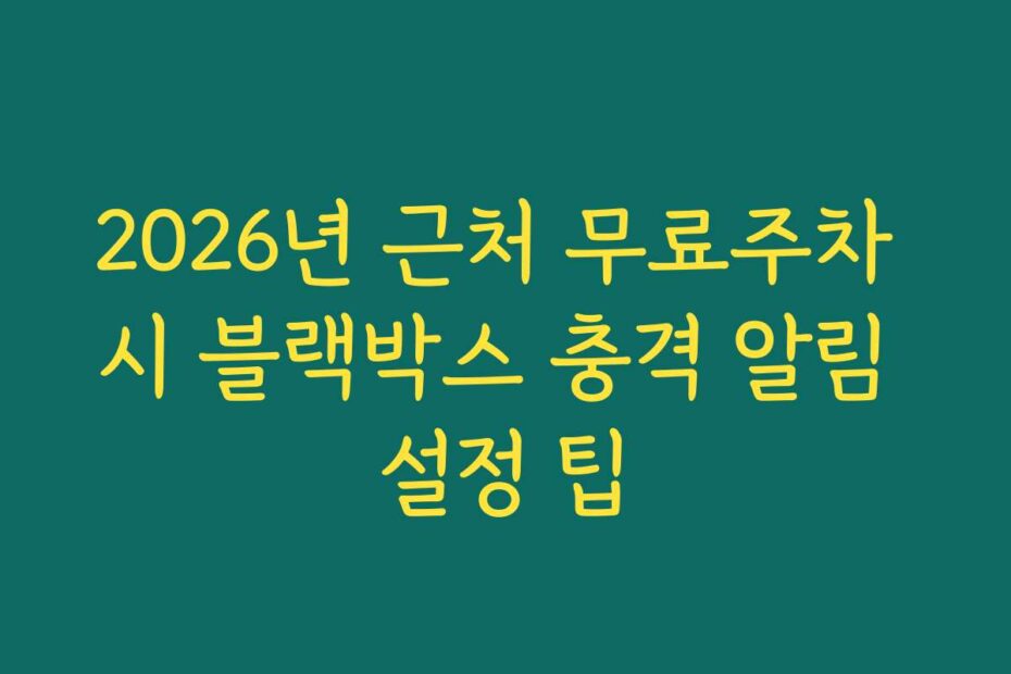 2026년 근처 무료주차 시 블랙박스 충격 알림 설정 팁