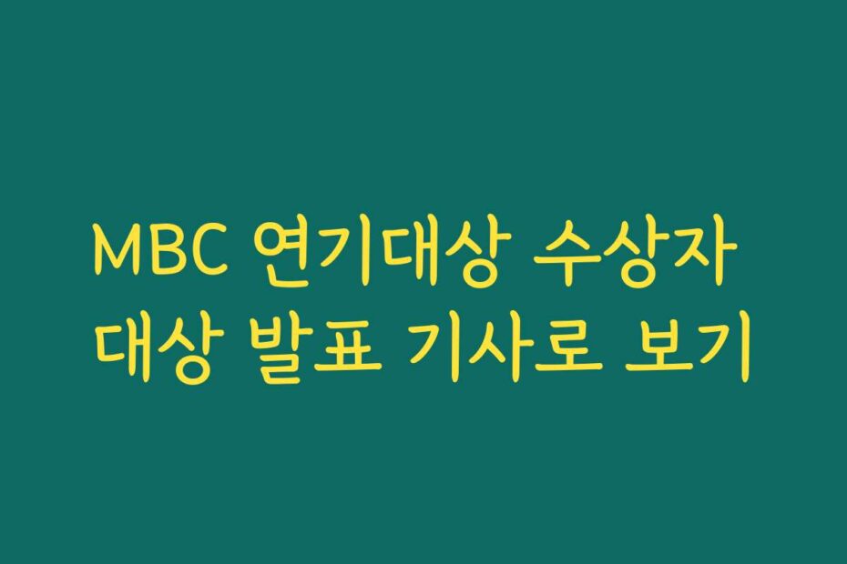 MBC 연기대상 수상자 대상 발표 기사로 보기