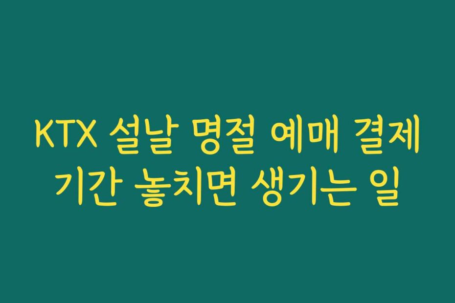 KTX 설날 명절 예매 결제기간 놓치면 생기는 일
