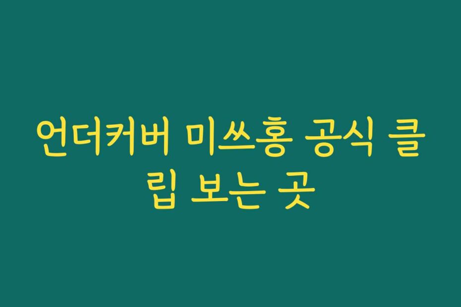 언더커버 미쓰홍 공식 클립 보는 곳