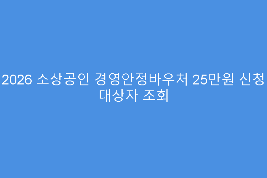 2026 소상공인 경영안정바우처 25만원 신청 대상자 조회