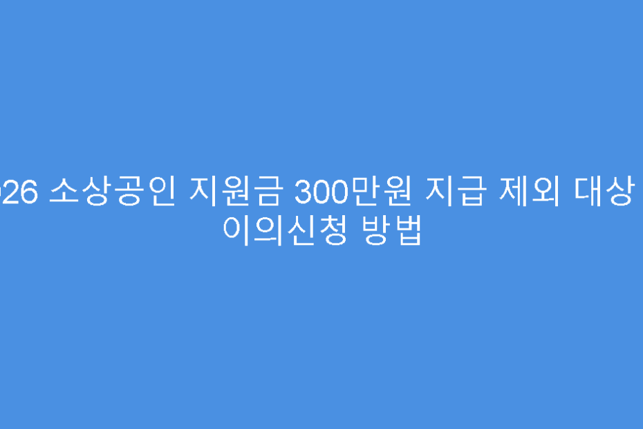2026 소상공인 지원금 300만원 지급 제외 대상 및 이의신청 방법