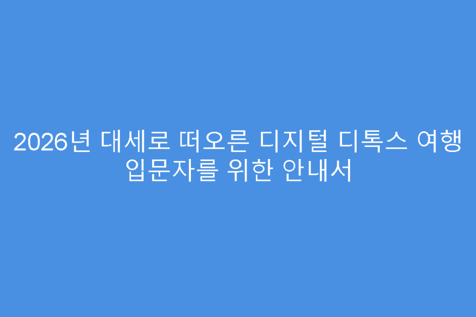 2026년 대세로 떠오른 디지털 디톡스 여행 입문자를 위한 안내서