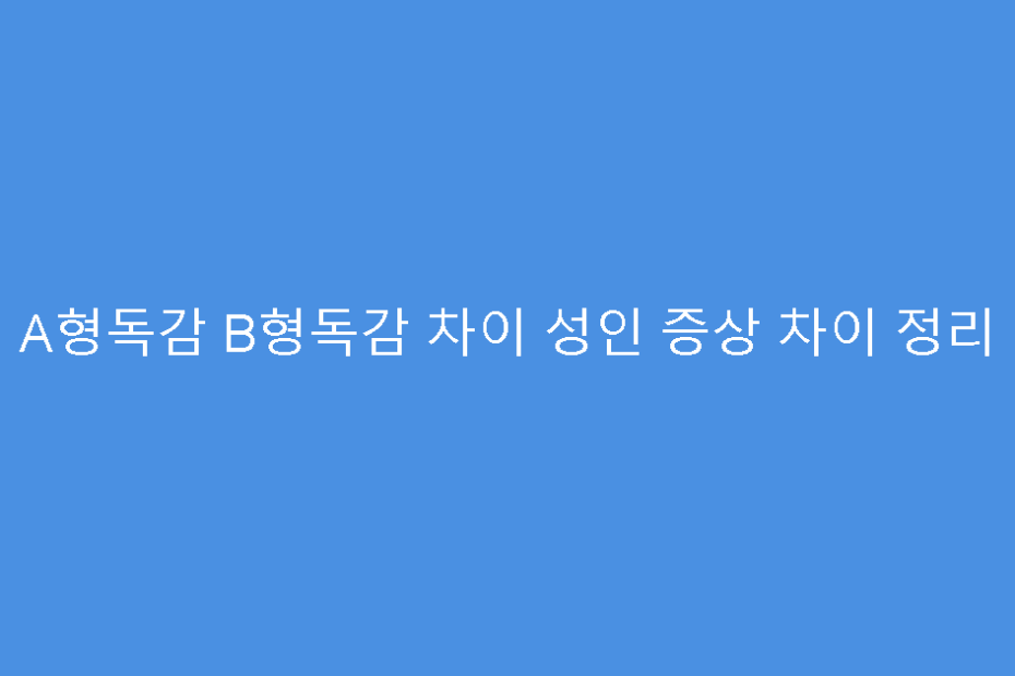 A형독감 B형독감 차이 성인 증상 차이 정리