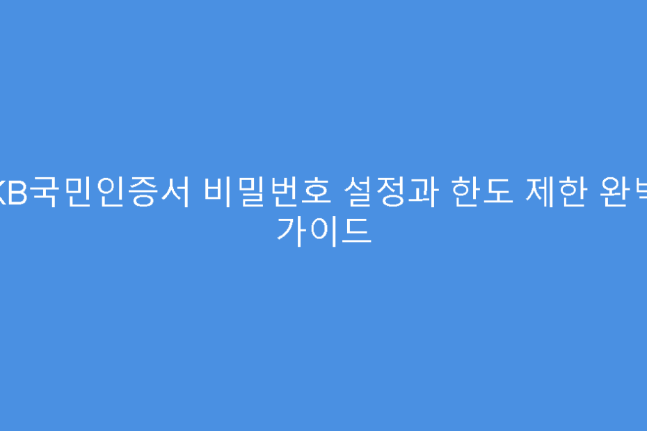 KB국민인증서 비밀번호 설정과 한도 제한 완벽 가이드