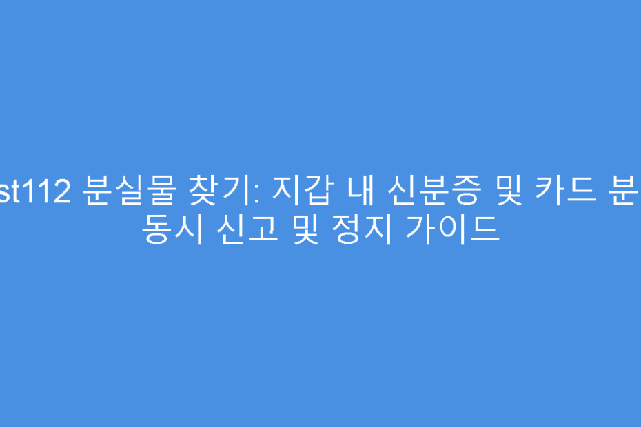 lost112 분실물 찾기: 지갑 내 신분증 및 카드 분실 동시 신고 및 정지 가이드