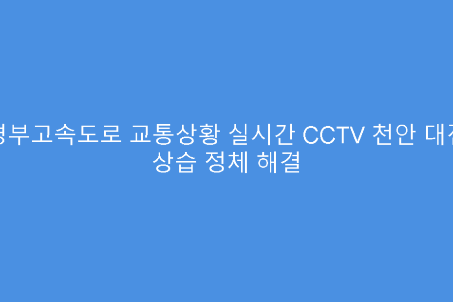 경부고속도로 교통상황 실시간 CCTV 천안 대전 상습 정체 해결