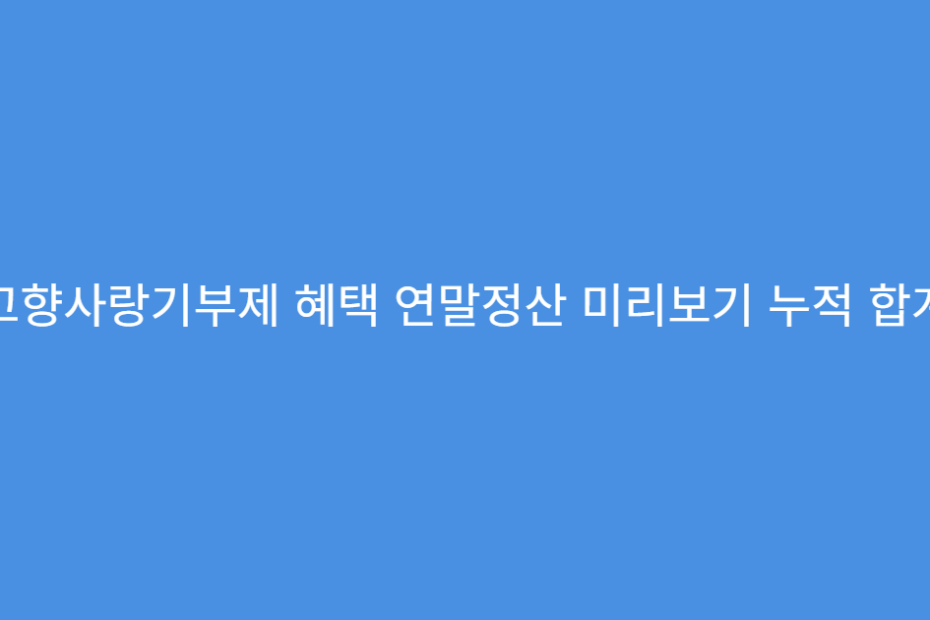 고향사랑기부제 혜택 연말정산 미리보기 누적 합계