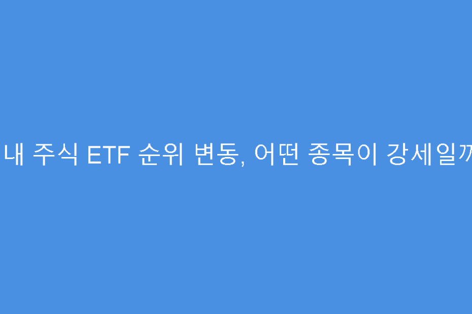 국내 주식 ETF 순위 변동, 어떤 종목이 강세일까?