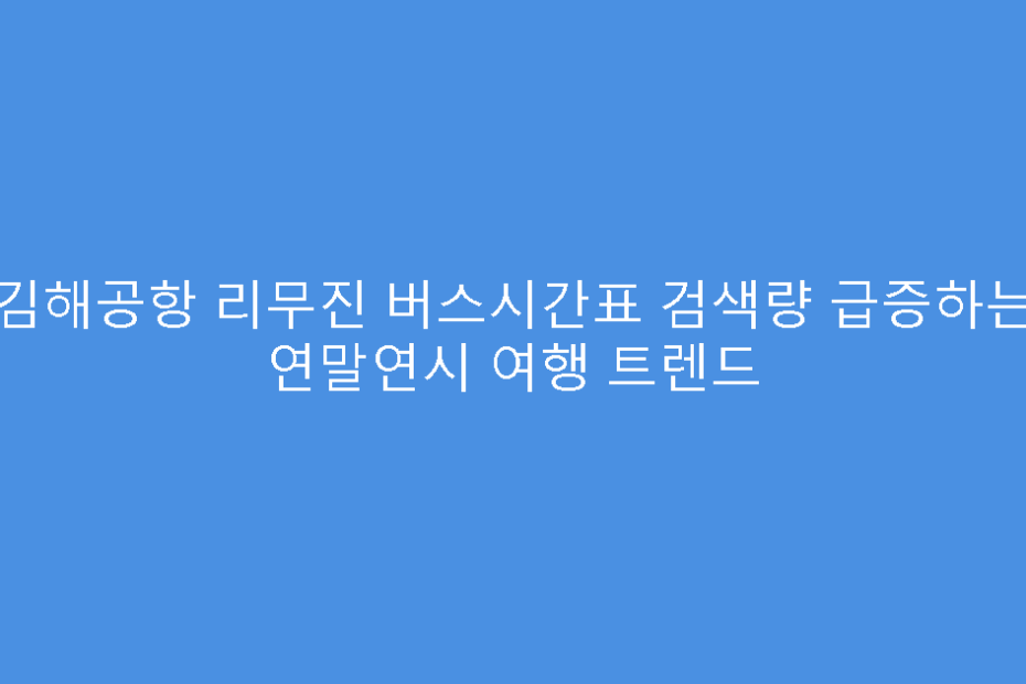 김해공항 리무진 버스시간표 검색량 급증하는 연말연시 여행 트렌드