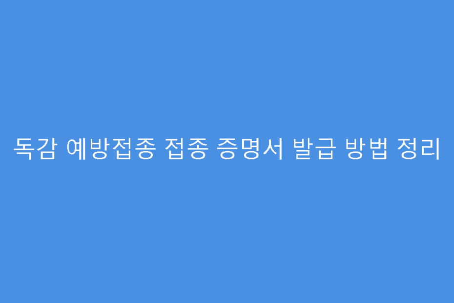 독감 예방접종 접종 증명서 발급 방법 정리