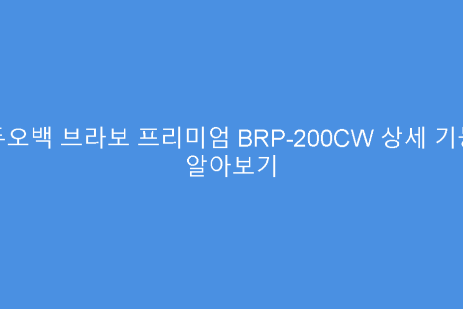 듀오백 브라보 프리미엄 BRP-200CW 상세 기능 알아보기