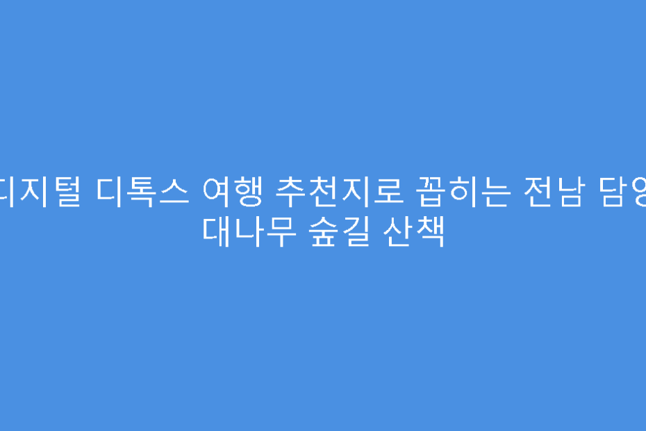 디지털 디톡스 여행 추천지로 꼽히는 전남 담양 대나무 숲길 산책