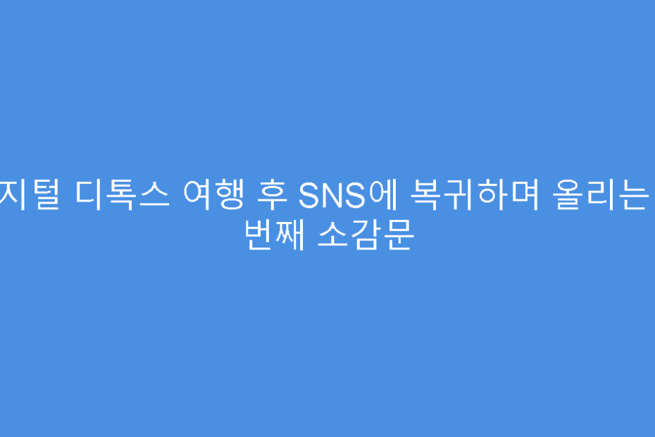 디지털 디톡스 여행 후 SNS에 복귀하며 올리는 첫 번째 소감문