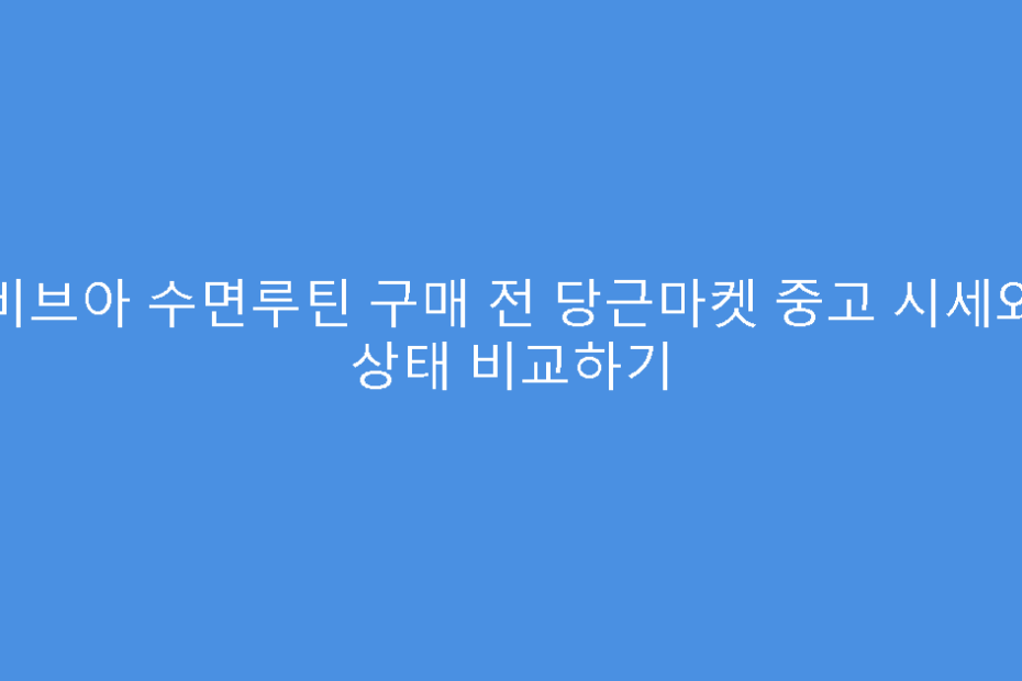 비브아 수면루틴 구매 전 당근마켓 중고 시세와 상태 비교하기