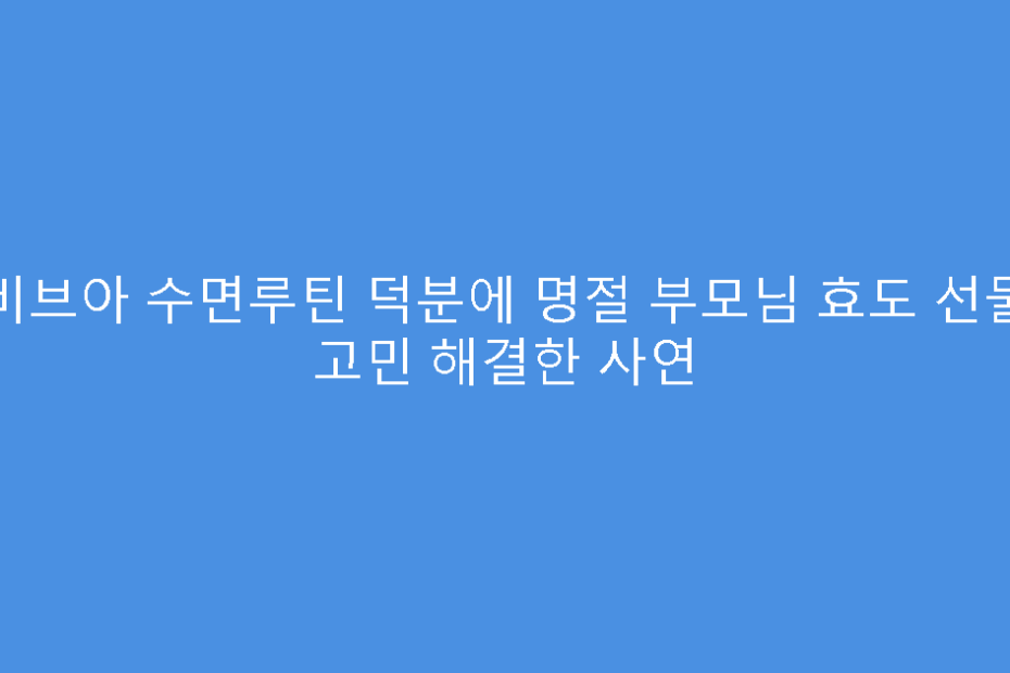비브아 수면루틴 덕분에 명절 부모님 효도 선물 고민 해결한 사연