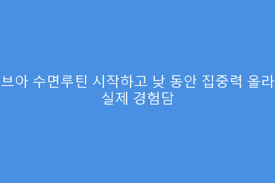 비브아 수면루틴 시작하고 낮 동안 집중력 올라간 실제 경험담