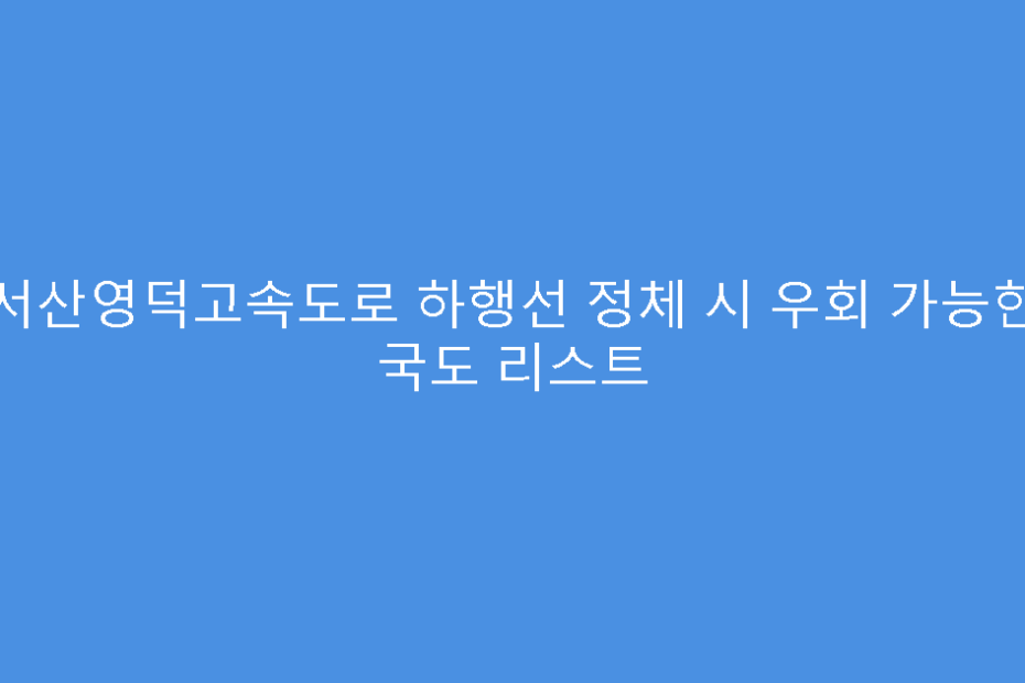 서산영덕고속도로 하행선 정체 시 우회 가능한 국도 리스트