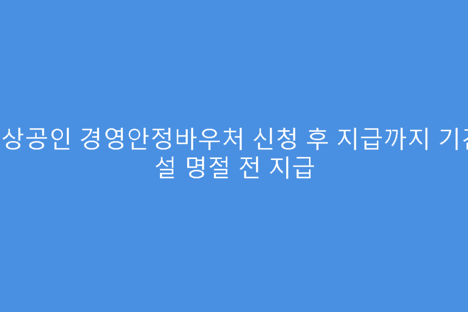 소상공인 경영안정바우처 신청 후 지급까지 기간: 설 명절 전 지급