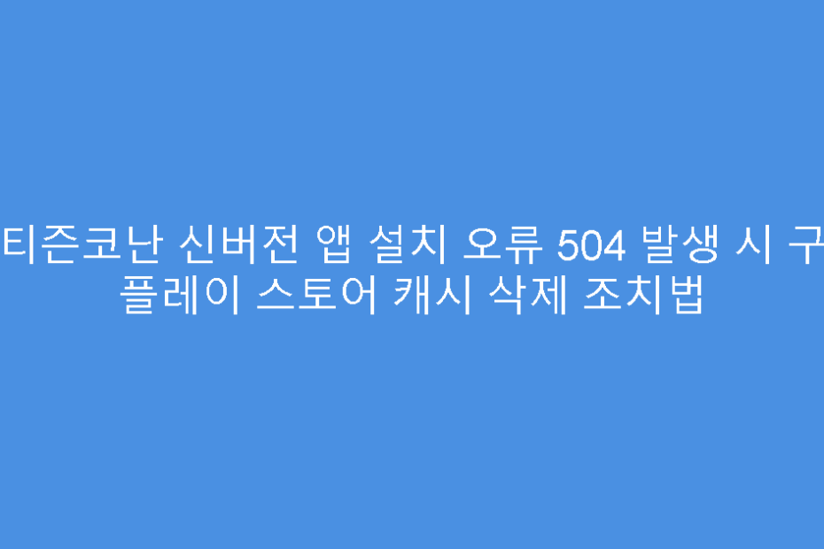 시티즌코난 신버전 앱 설치 오류 504 발생 시 구글 플레이 스토어 캐시 삭제 조치법