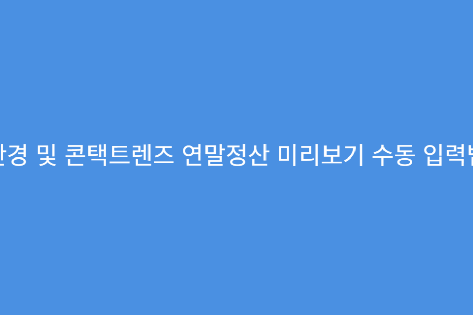안경 및 콘택트렌즈 연말정산 미리보기 수동 입력법