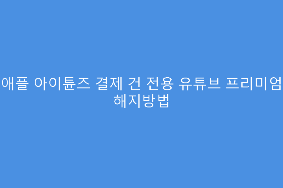 애플 아이튠즈 결제 건 전용 유튜브 프리미엄 해지방법