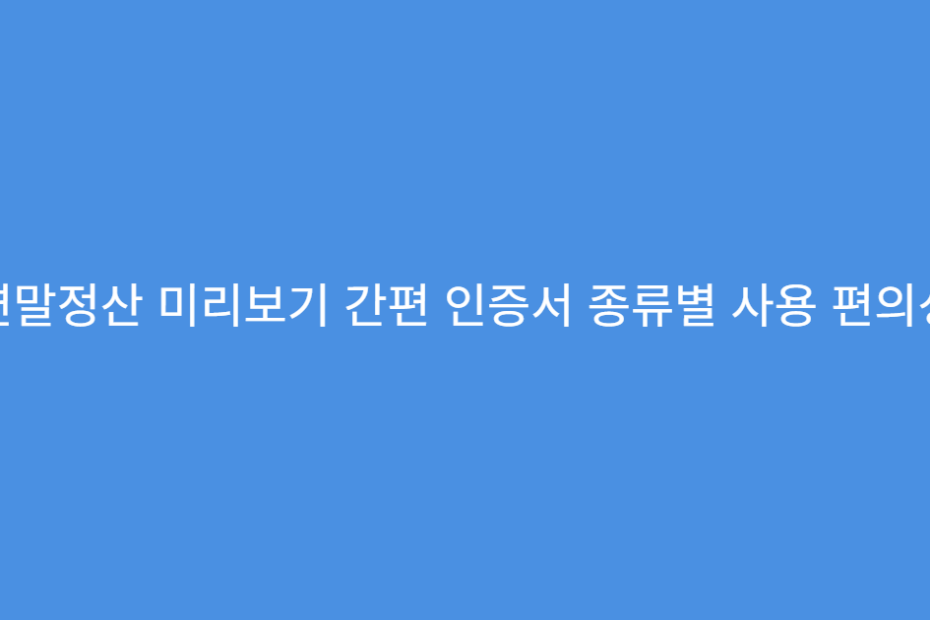 연말정산 미리보기 간편 인증서 종류별 사용 편의성