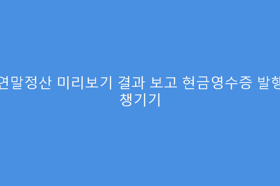 연말정산 미리보기 결과 보고 현금영수증 발행 챙기기