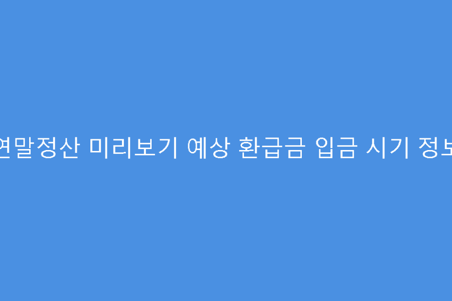 연말정산 미리보기 예상 환급금 입금 시기 정보